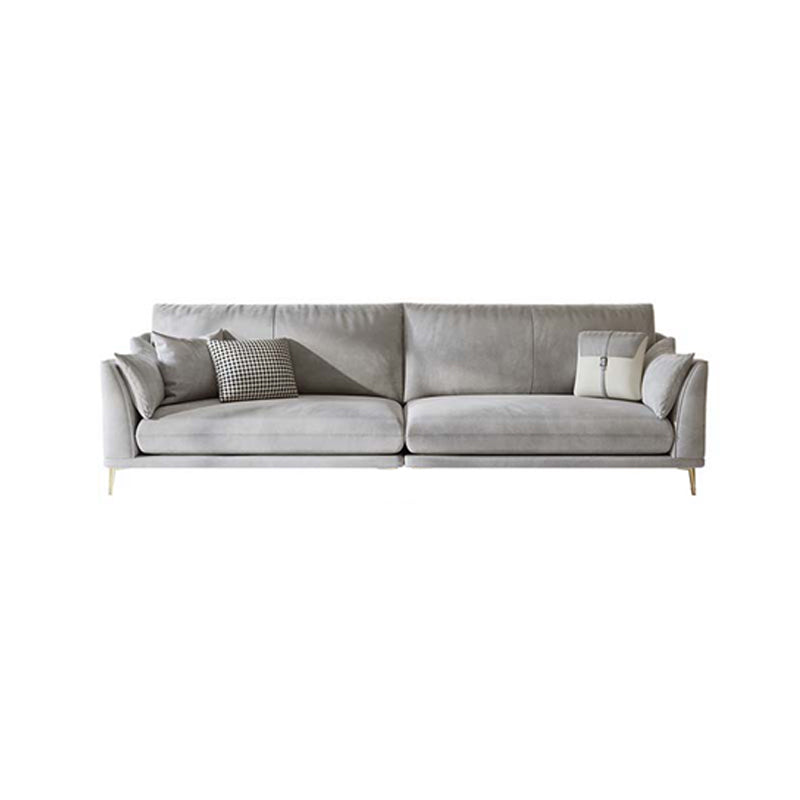 with Pillows Contemporary Sloped Arm Standard Settee Couch in Grey