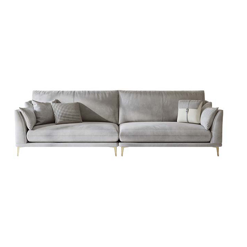 with Pillows Contemporary Sloped Arm Standard Settee Couch in Grey