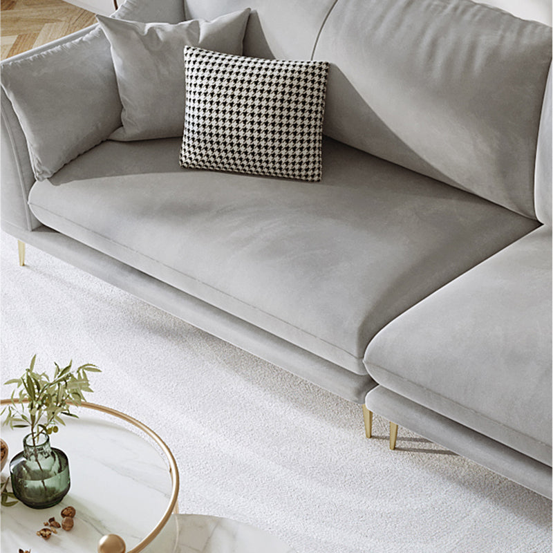 with Pillows Contemporary Sloped Arm Standard Settee Couch in Grey