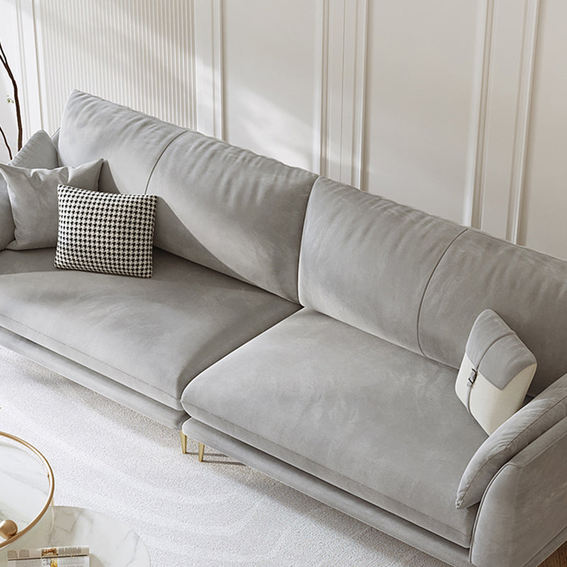 with Pillows Contemporary Sloped Arm Standard Settee Couch in Grey