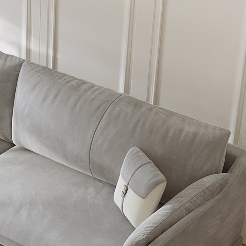with Pillows Contemporary Sloped Arm Standard Settee Couch in Grey