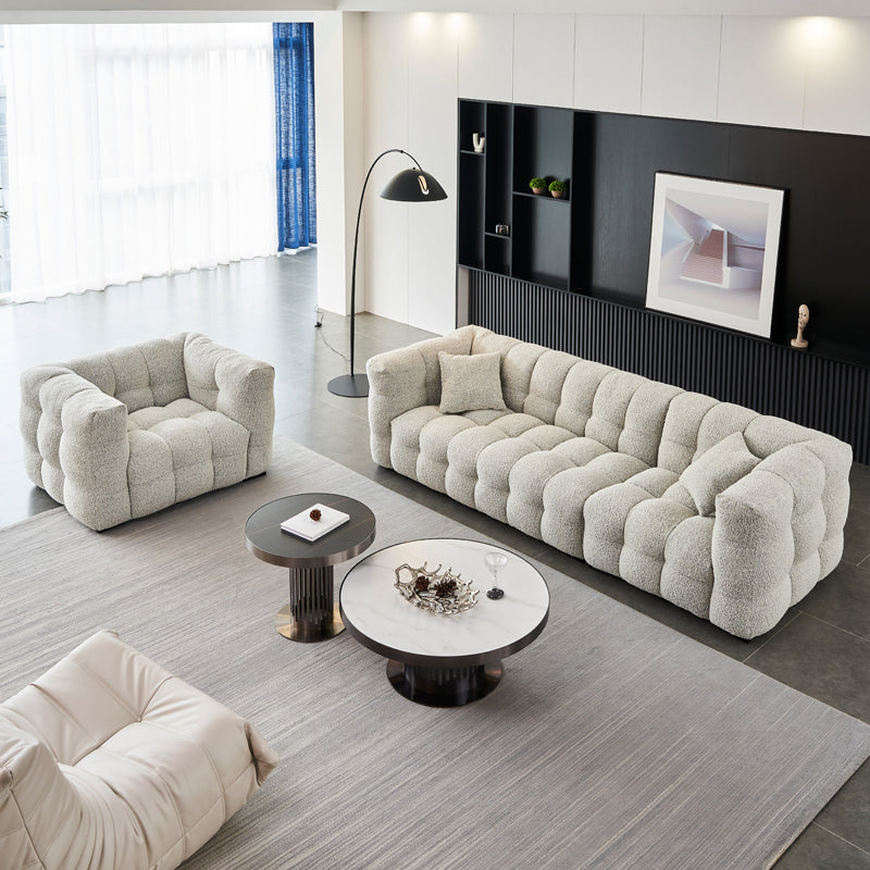 Contemporary Square Arm Tufted Tight Back Sofa Couch for Living Room