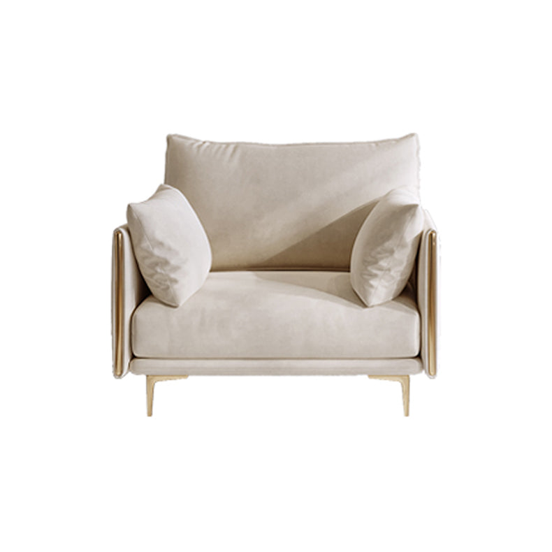 Contemporary Square Arm Settee Couch with Pillows in Beige for 1/2/3/4people