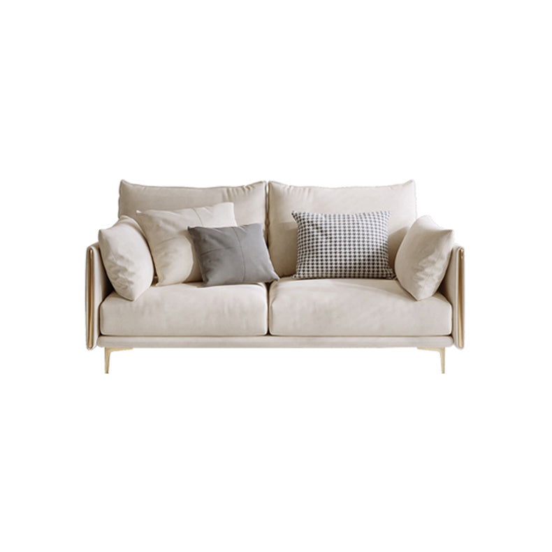 Contemporary Square Arm Settee Couch with Pillows in Beige for 1/2/3/4people