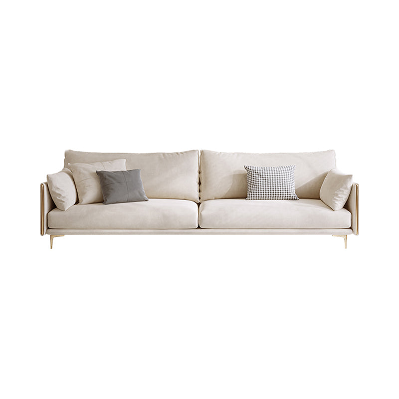 Contemporary Square Arm Settee Couch with Pillows in Beige for 1/2/3/4people