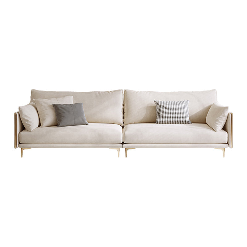 Contemporary Square Arm Settee Couch with Pillows in Beige for 1/2/3/4people