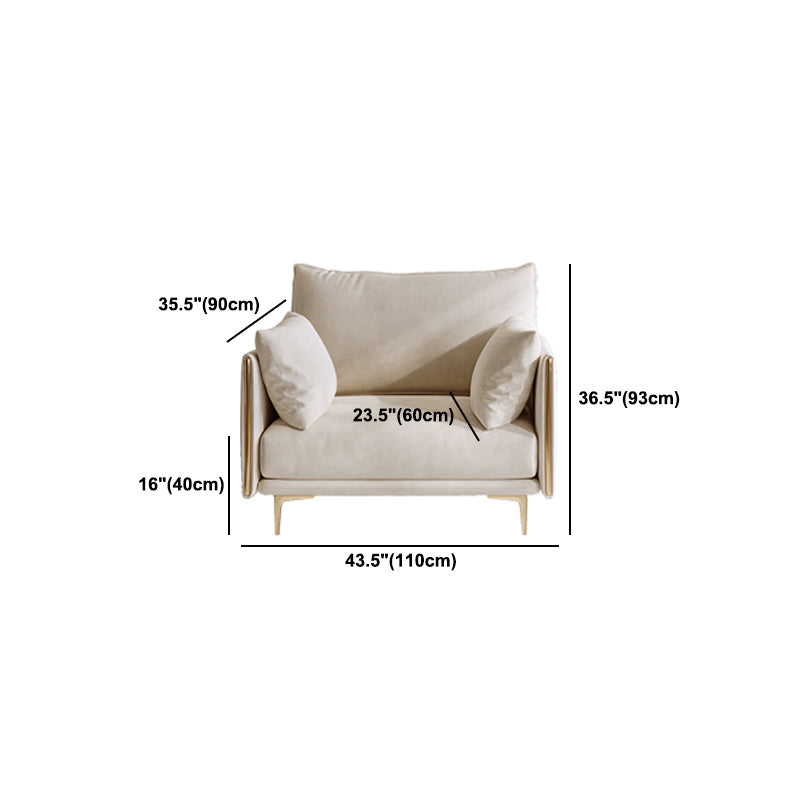 Contemporary Square Arm Settee Couch with Pillows in Beige for 1/2/3/4people