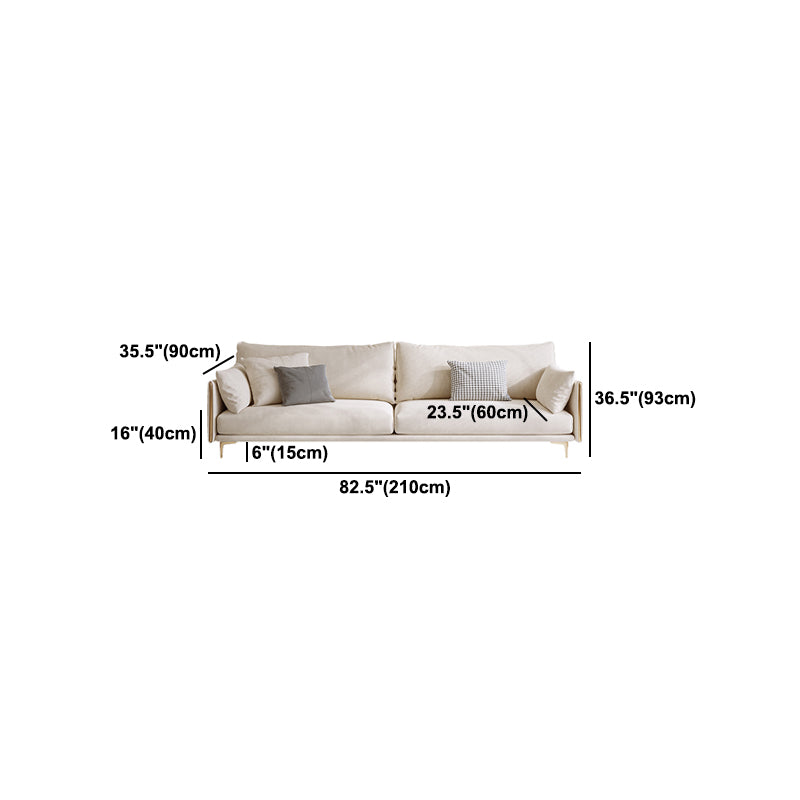 Contemporary Square Arm Settee Couch with Pillows in Beige for 1/2/3/4people