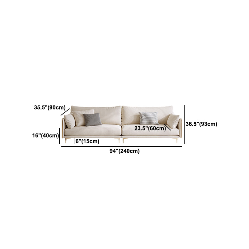 Contemporary Square Arm Settee Couch with Pillows in Beige for 1/2/3/4people