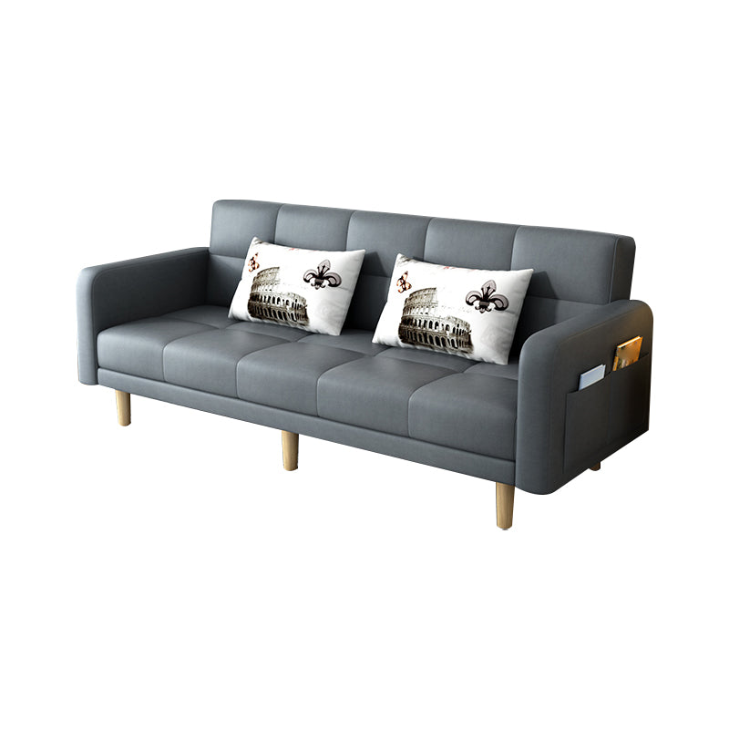 Contemporary Square Arm Sleeper Sofa Biscuit Back Convertible Sofa for Living Room