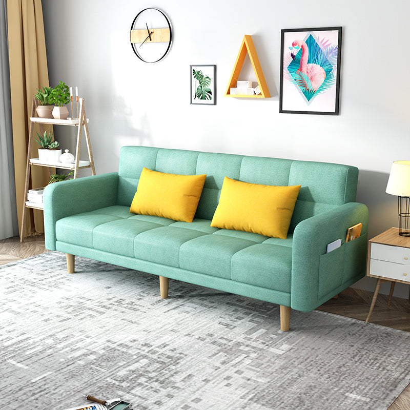 Contemporary Square Arm Sleeper Sofa Biscuit Back Convertible Sofa for Living Room
