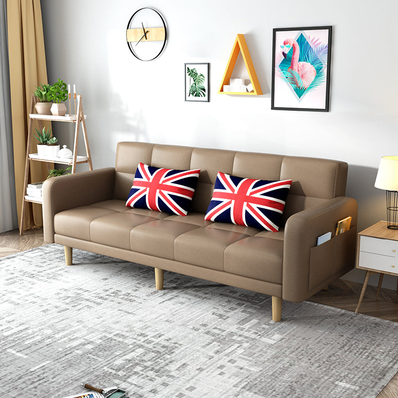 Contemporary Square Arm Sleeper Sofa Biscuit Back Convertible Sofa for Living Room