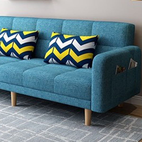 Contemporary Square Arm Sleeper Sofa Biscuit Back Convertible Sofa for Living Room
