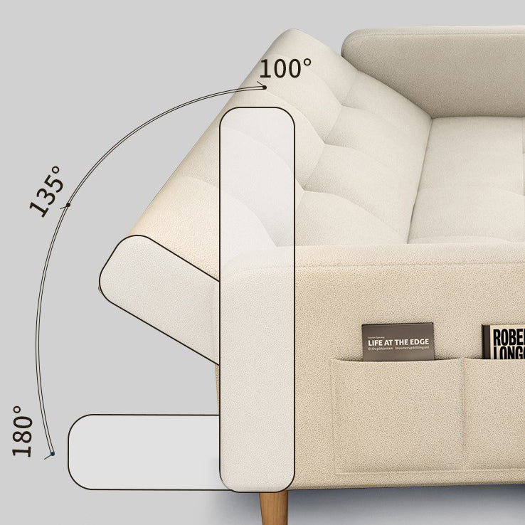Contemporary Square Arm Sleeper Sofa Biscuit Back Convertible Sofa for Living Room