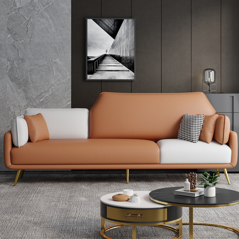 Square Arm Sofa 31.49" D x 32.67" H Faux Leather Sofa for Living Room