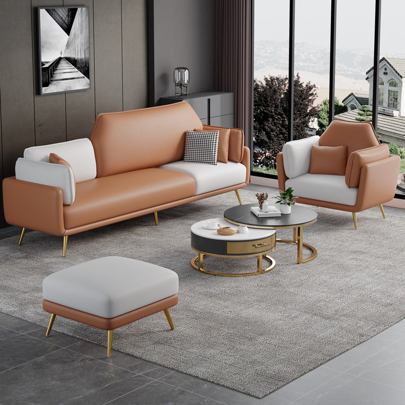 Square Arm Sofa 31.49" D x 32.67" H Faux Leather Sofa for Living Room