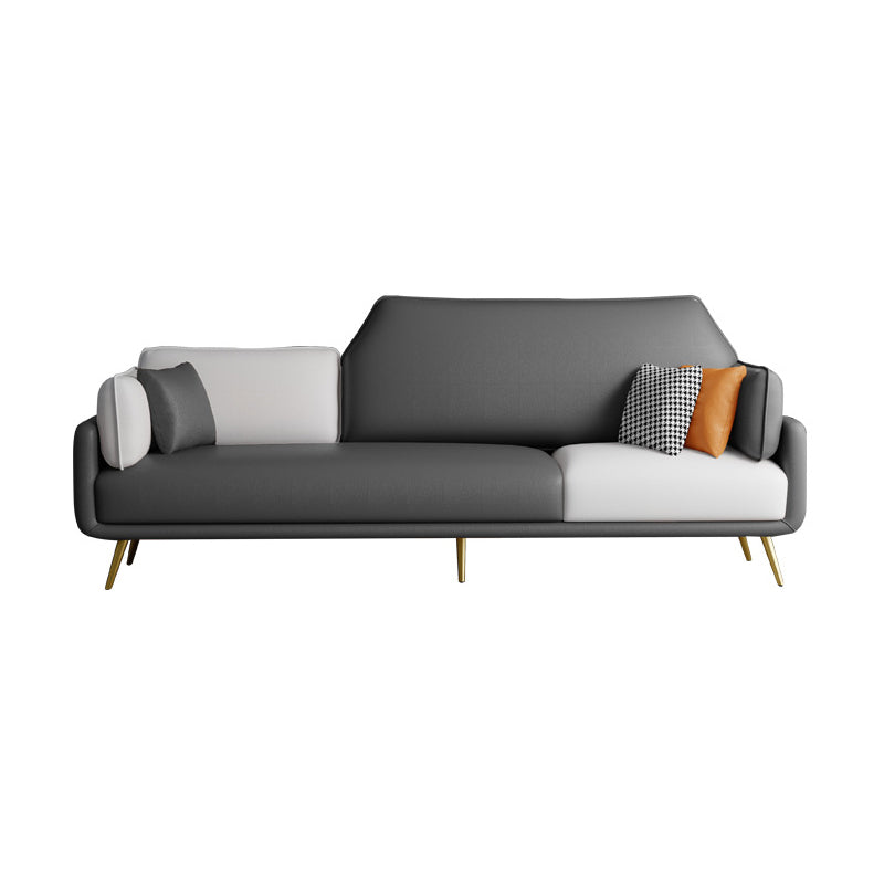 Square Arm Sofa 31.49" D x 32.67" H Faux Leather Sofa for Living Room