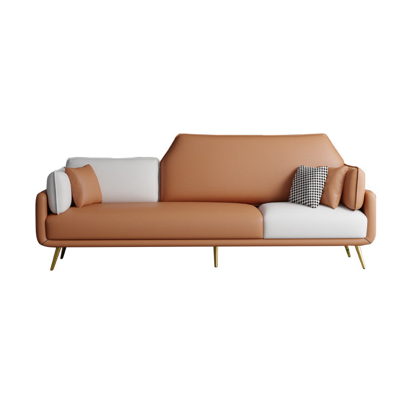 Square Arm Sofa 31.49" D x 32.67" H Faux Leather Sofa for Living Room