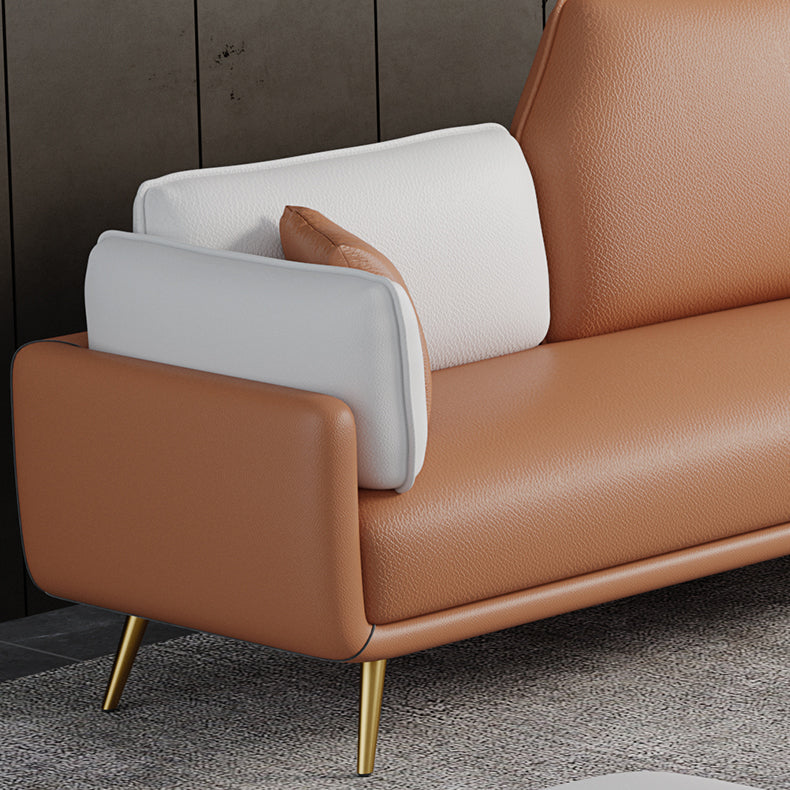 Square Arm Sofa 31.49" D x 32.67" H Faux Leather Sofa for Living Room