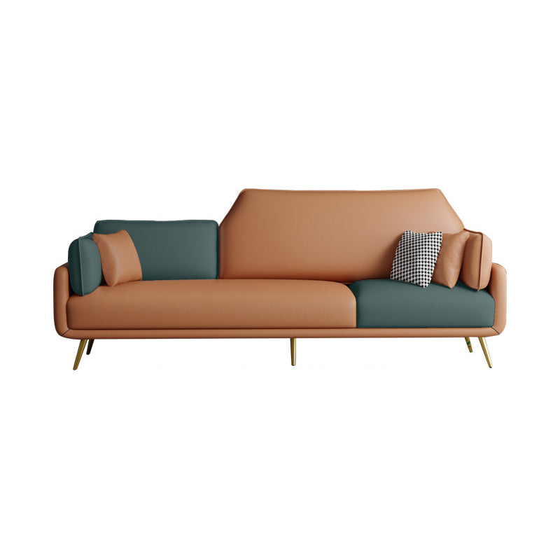 Square Arm Sofa 31.49" D x 32.67" H Faux Leather Sofa for Living Room