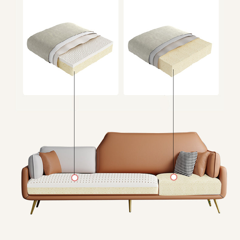 Square Arm Sofa 31.49" D x 32.67" H Faux Leather Sofa for Living Room