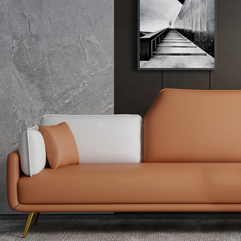 Square Arm Sofa 31.49" D x 32.67" H Faux Leather Sofa for Living Room