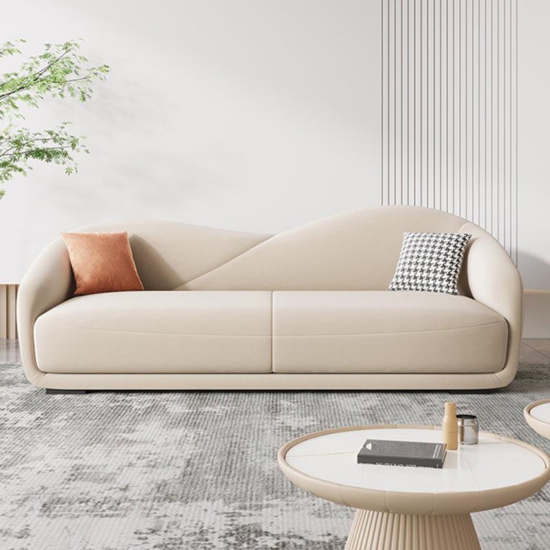 Contemporary Sloped Arm Curved Sofa Sewn Pillow Back Sofa for Living Room