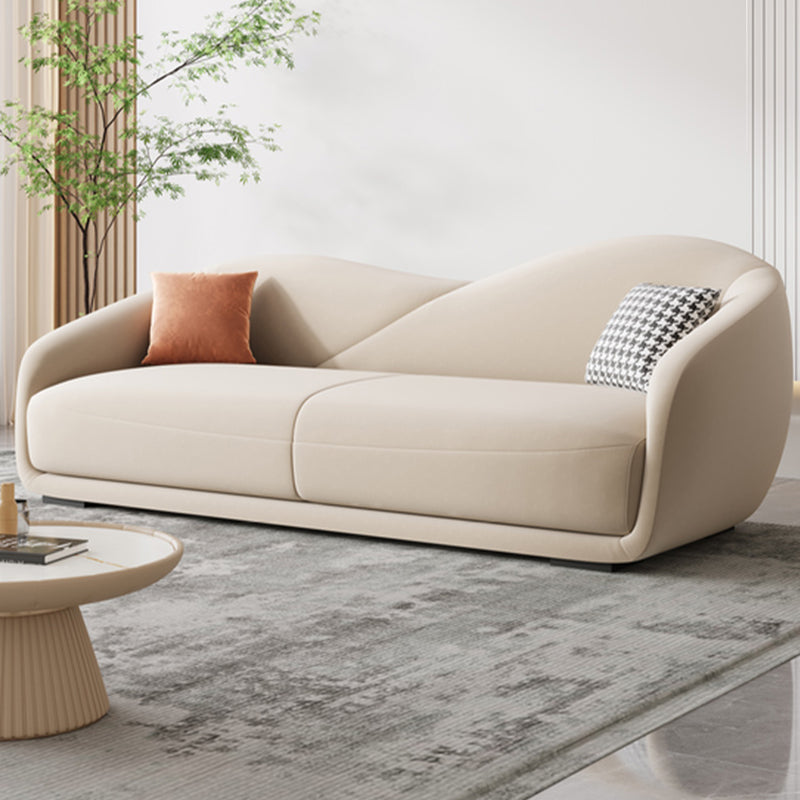 Contemporary Sloped Arm Curved Sofa Sewn Pillow Back Sofa for Living Room