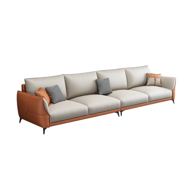 Stain Resistant Contemporary Settee Couch with Pillows in Orange/white