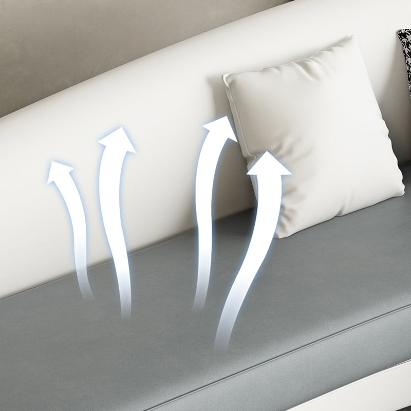 Contemporary Sloped Arm Curved Sofa Sewn Pillow Back Sofa for Living Room, Apartment