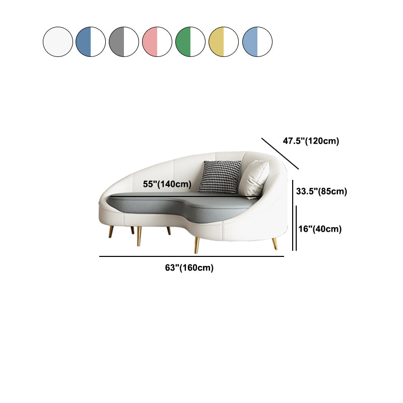 Contemporary Sloped Arm Curved Sofa Sewn Pillow Back Sofa for Living Room, Apartment