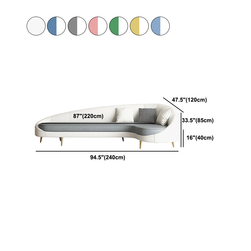 Contemporary Sloped Arm Curved Sofa Sewn Pillow Back Sofa for Living Room, Apartment
