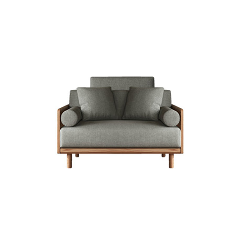 Contemporary Gray Standard Pillow Top Arm Stationary Linen Sofa