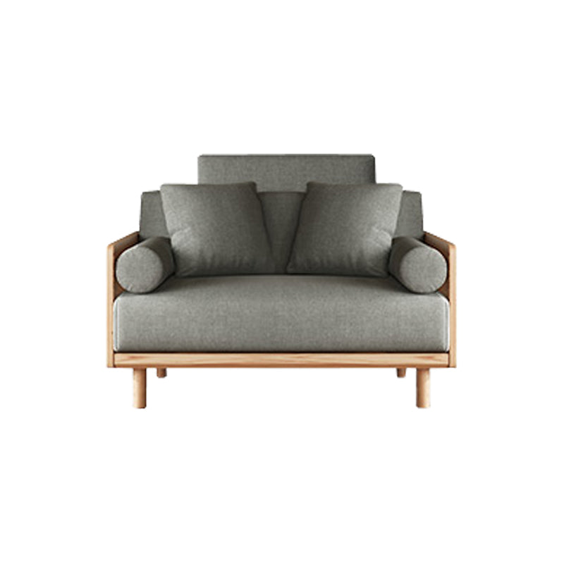 Contemporary Gray Standard Pillow Top Arm Stationary Linen Sofa