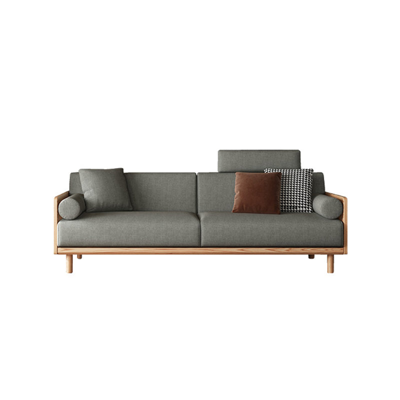 Contemporary Gray Standard Pillow Top Arm Stationary Linen Sofa