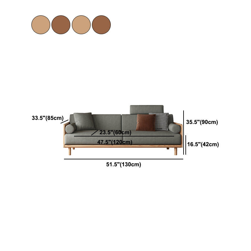 Contemporary Gray Standard Pillow Top Arm Stationary Linen Sofa