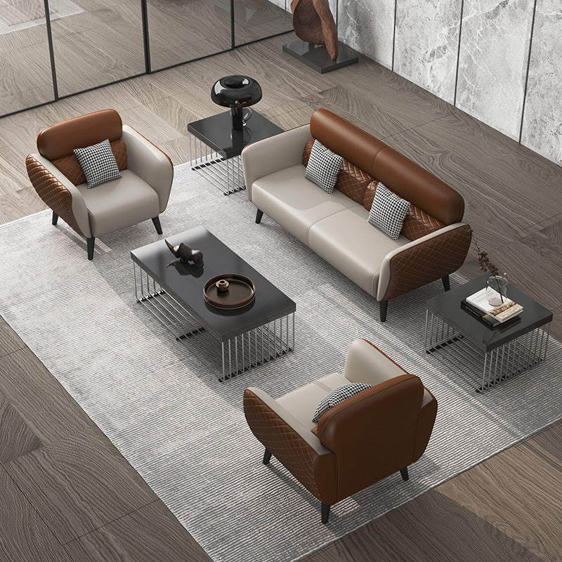 31.49" D x 33.46" H Flared Arm Sofa Faux Leather Sofa for Living Room