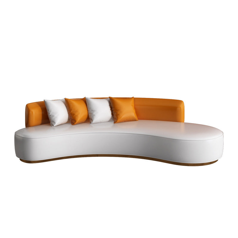 Faux Leather Contemporary Standard Armless Sofa Curved Sofa for Living Room
