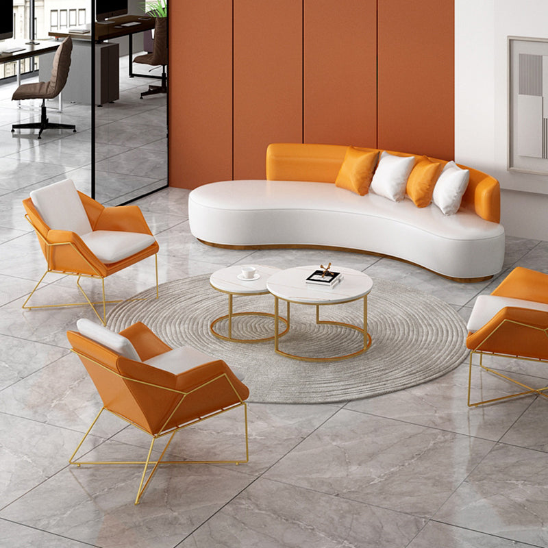 Faux Leather Contemporary Standard Armless Sofa Curved Sofa for Living Room