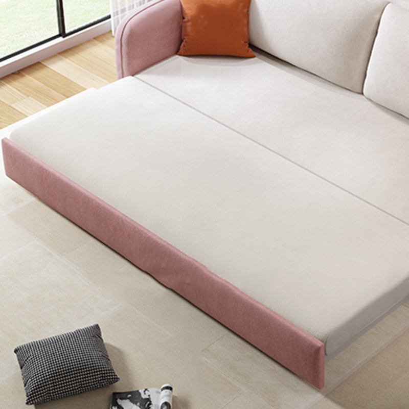 Modern Square Arm Bed Sofa Couch with Pillows in Pink and White
