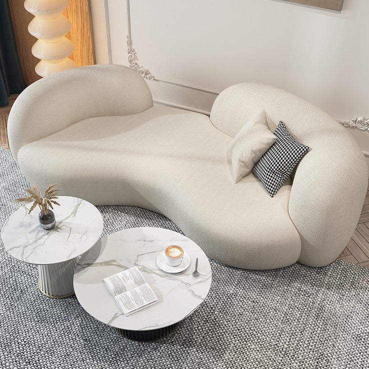 Beige Contemporary Standard Armless Sofa Curved Sofa for Living Room, Apartment