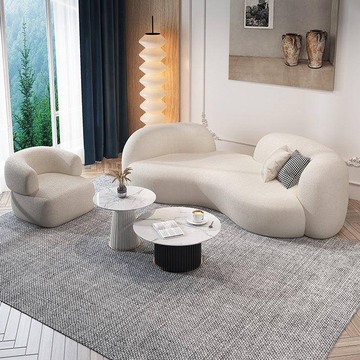 Beige Contemporary Standard Armless Sofa Curved Sofa for Living Room, Apartment