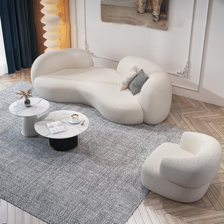 Beige Contemporary Standard Armless Sofa Curved Sofa for Living Room, Apartment