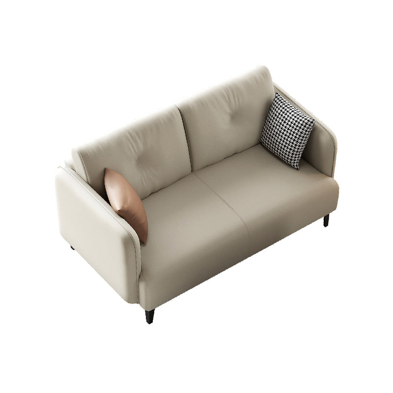 Tufted Square Arm Standard Modern Settee Couch in Orange/white
