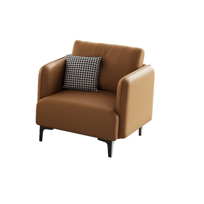 Tufted Square Arm Standard Modern Settee Couch in Orange/white