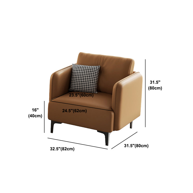 Tufted Square Arm Standard Modern Settee Couch in Orange/white