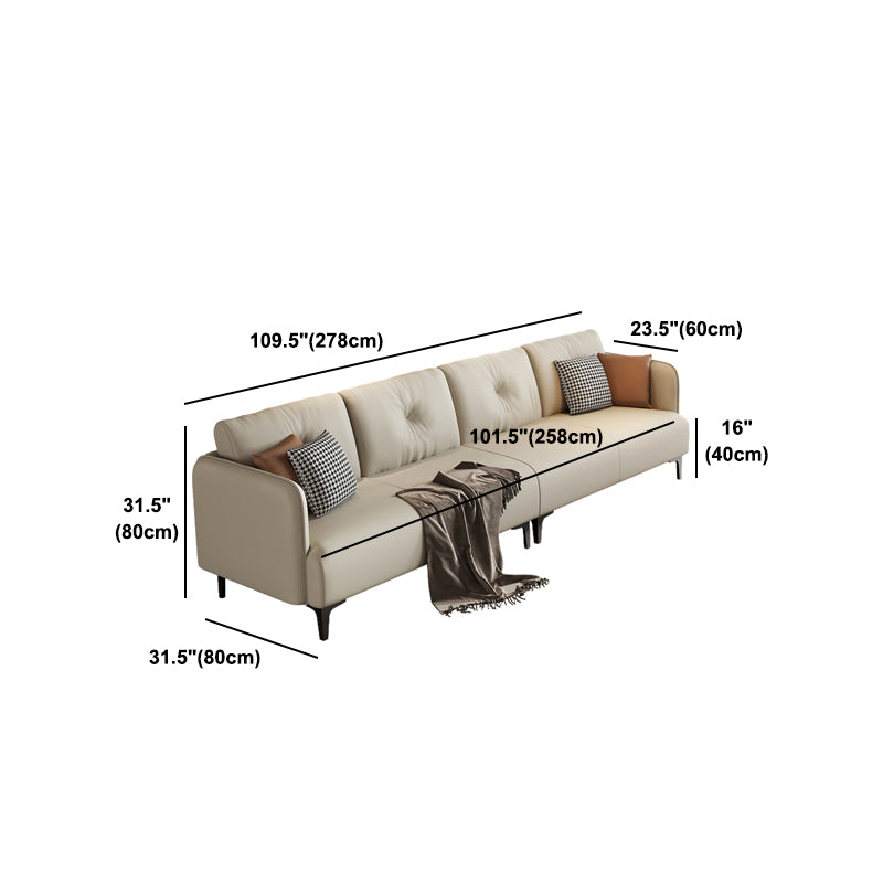 Tufted Square Arm Standard Modern Settee Couch in Orange/white
