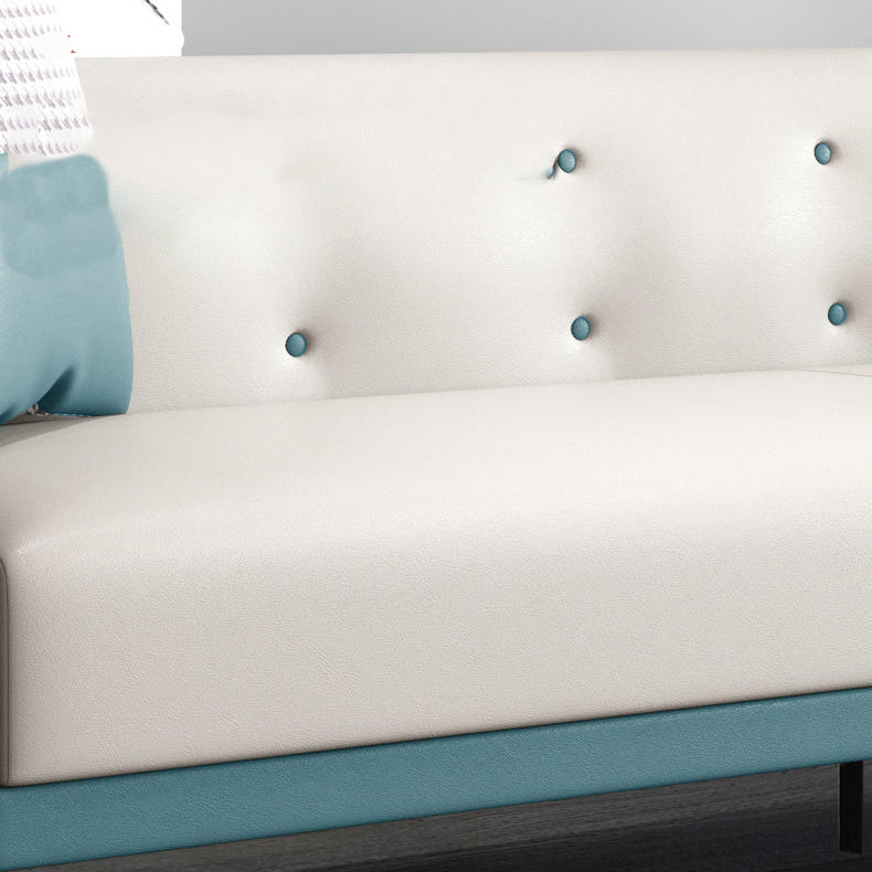 Faux Leather Sofa 27.55" D x 26.37" H Tuxedo Arm Sofa for Living Room