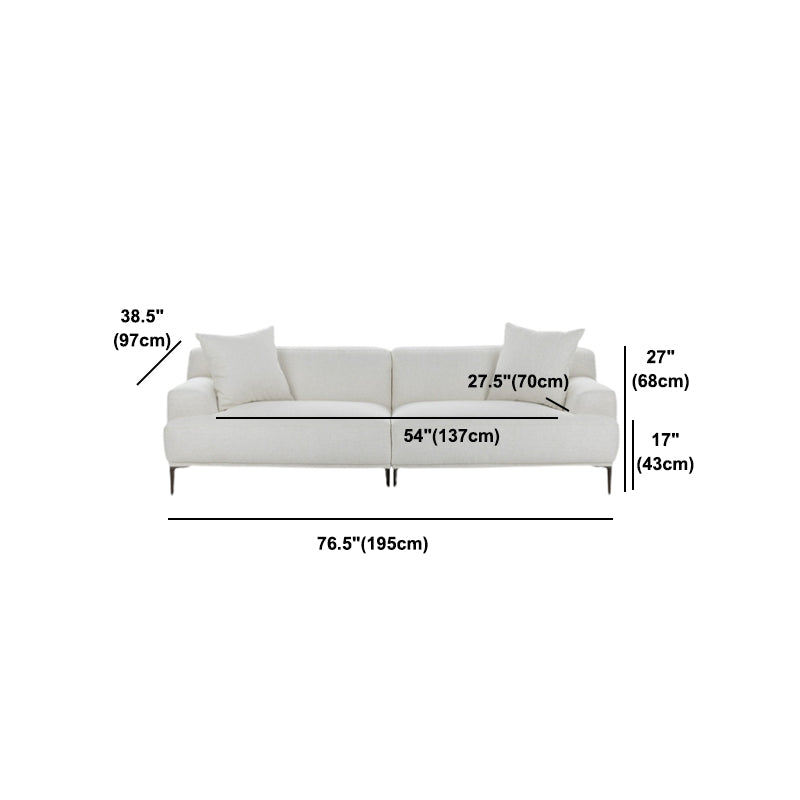 Living Room Contemporary White Standard Recessed Arm Stationary Sofa