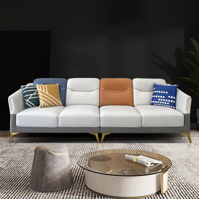 Flared Arm Modern Standard Faux Leather Stain Resistant Settee Couch